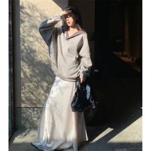 美式重磅v领连帽高街卫衣男女拼接设计感休闲情侣长袖上衣外套图片