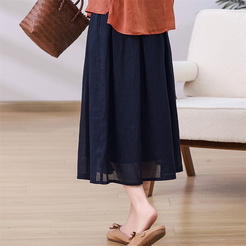 BasicHouse/百家好薄款宽松阔腿山本裤子女夏季高腰垂感半身裤裙,女装半身裙,独衣靓