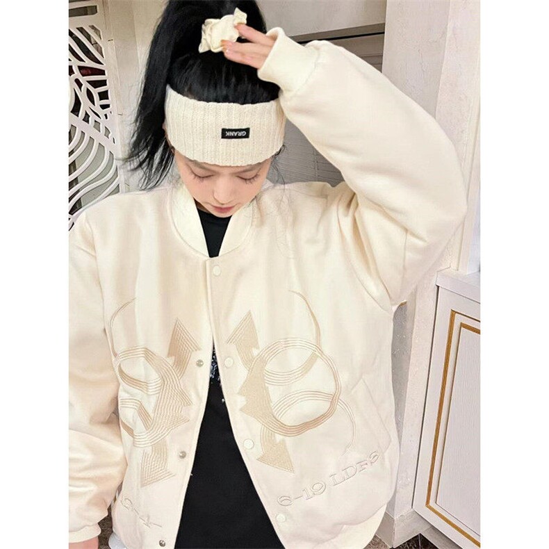美式痞帅刺绣棒球服男女春秋百搭宽松夹克外套 JV34图片