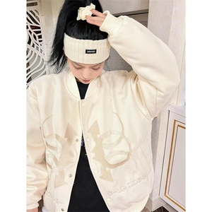 美式痞帅刺绣棒球服男女春秋百搭宽松夹克外套 JV34图片