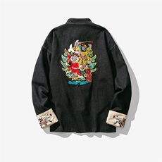 秋装风重工刺绣大码休闲牛仔夹克情侣复古外套潮JK17/P155，男装夹克，钱塘713