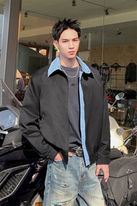 2026春季新款港风格子假两件夹克外套男J6506-特P60建议零售价148图片