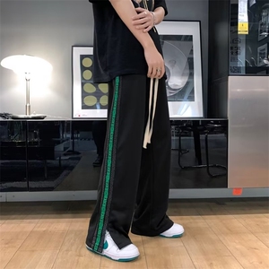 男秋季新款港风休闲裤侧边条纹开叉裤子K204P30图片