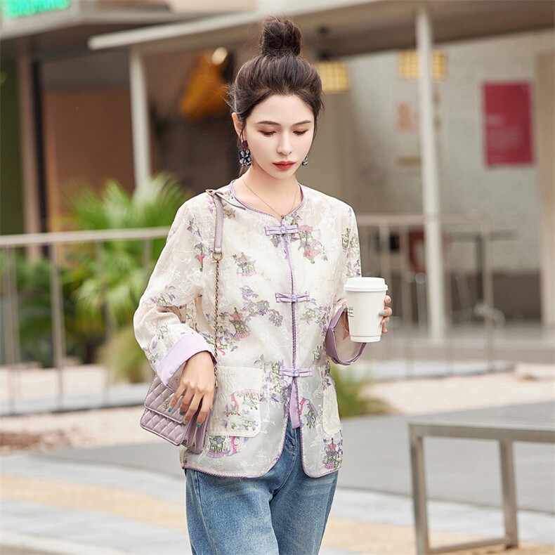 新中式外套女春夏小个子宽松薄款减龄漂亮洋气刺绣盘扣防晒衣,女装防晒衣,难舍钰依
