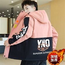 冬季门彩色棉服男模特加厚夹克风衣保暖外套工装棉衣粉868加绒，男装夹克，星座1207