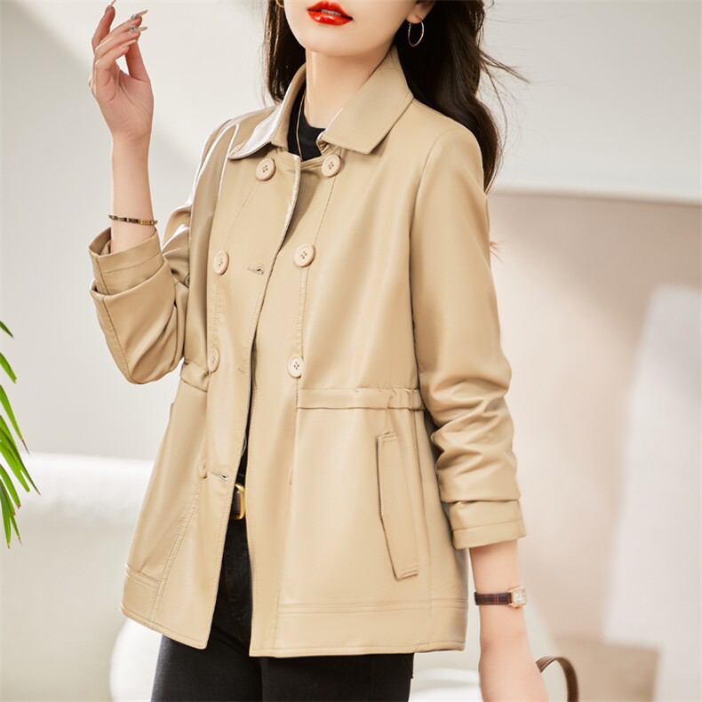 海宁真皮皮衣女2025新款春秋高级感绵羊皮时尚高端皮夹克女士外套,女装皮衣,缘衣格
