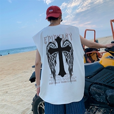 B239-1229-P23夏季男装背心/马甲/坎肩美式翅膀十字架印花无袖T恤，男装背心/马甲，星座514-2(原B239)