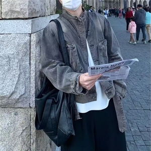 CY99-P78 高街美式复古水洗做旧牛仔外套女2025春秋新款宽松图片