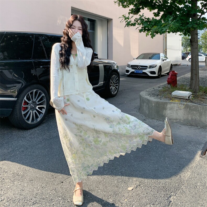 26春新款现-法式度假风针织无袖连衣裙套装2630-P190K308图片