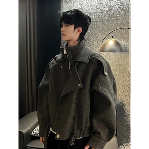 706-1-MN2311-P108  现货 冬季男士短款夹棉毛呢外套气质加厚外套图片