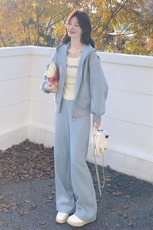 运动风穿搭卫衣套装女春秋2025新款超火好看高级感阔腿裤两件套装，女装套装/套裙，2C198