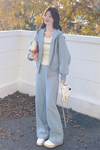 运动风穿搭卫衣套装女春秋2025新款超火好看高级感阔腿裤两件套装图片