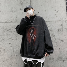水洗做旧加绒加厚卫衣男23冬高领人物印花打底衫XZ514-2-X57-P78，男装T恤，星座514-2(原B239)