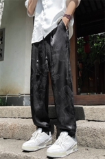 龙纹醋酸提花冰丝裤男设计感配新中式的轻风白色裤子束脚休闲裤，男装休闲裤，星座505-2（原电商A260-1)