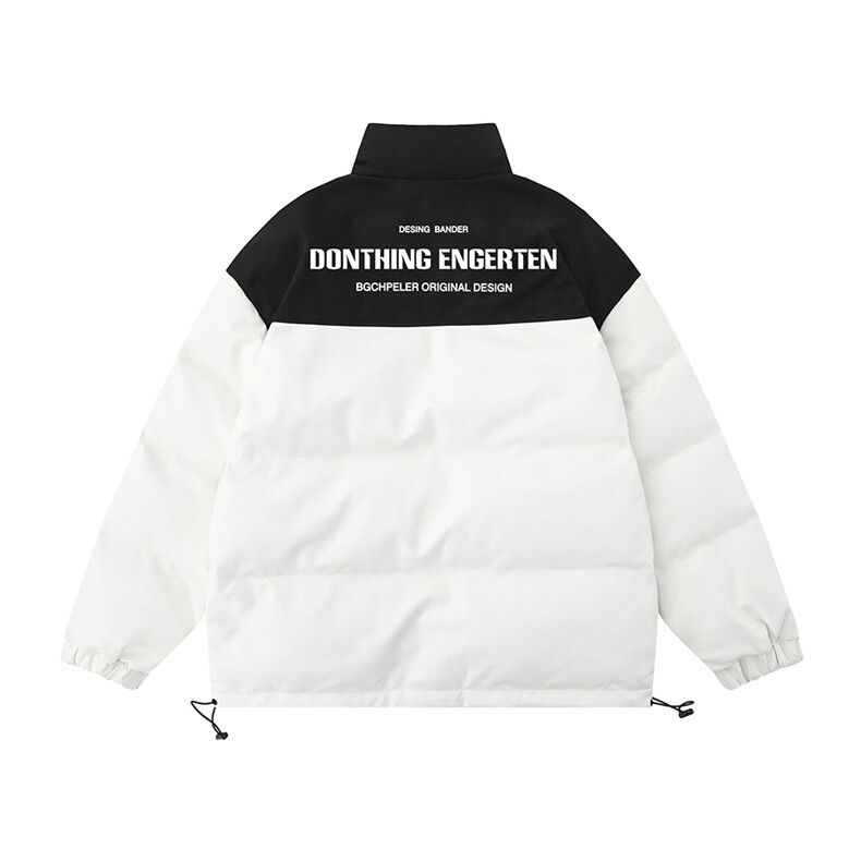 白底新款冬季时尚百搭宽松字母印花PU皮棉服外套MY6402P115控158,男装棉衣,电商A268-1