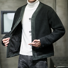 羊羔毛摇粒绒棒球服外套男潮牌嘻哈宽松休闲道袍夹克M701/P130，男装棉衣，钱塘713