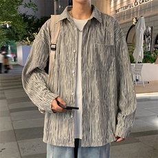 特批P45无差价秋新大码美式复古扎染渐变翻领长袖衬衫男外套C2542，男装衬衫，电商A001-1
