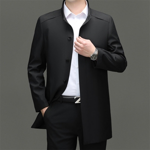 GDN-F1399春秋新款男士风衣立领商务领导服男装纯色外套图片