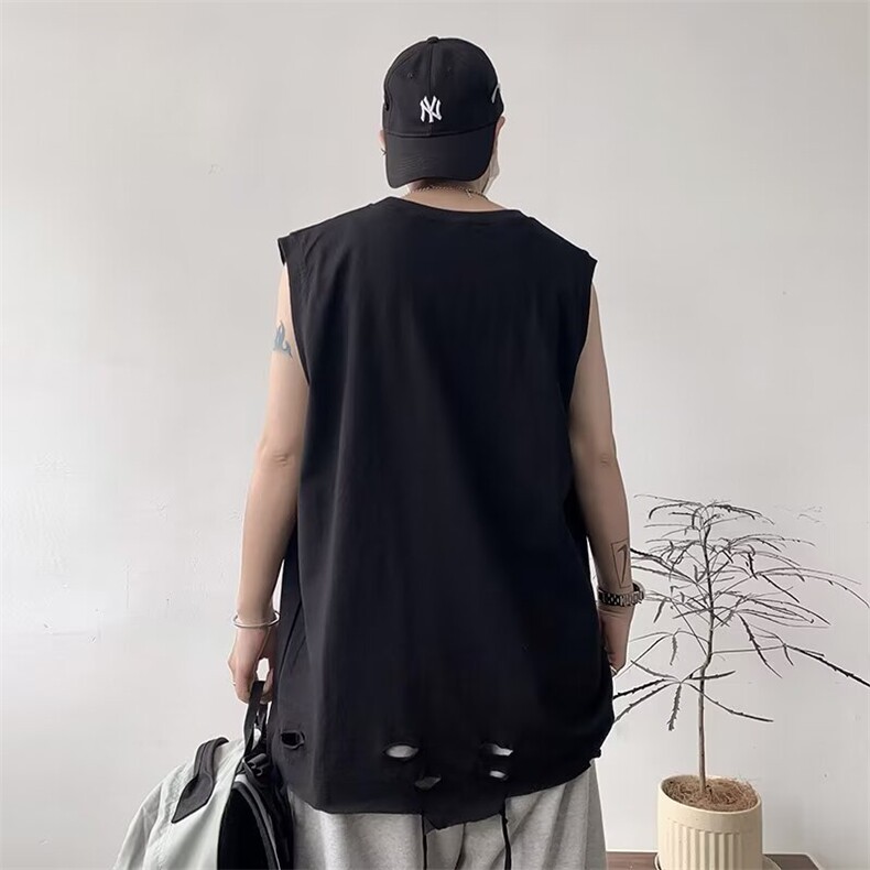 夏季时尚背心流苏剪破款设计感印花高品质纯棉背心马甲BX71p29,男装背心/马甲,星座1013