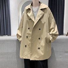 21秋季港风情侣时尚双排扣长款过膝男风衣大码外套FY96P95限128，男装风衣，电商A089-1