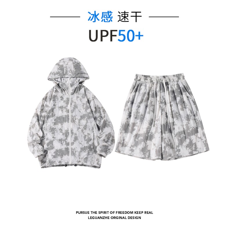 2024夏季新款港风白底大码成衣UPF50+M-5XHQ24422-特P75，男装休闲套装，电商A022