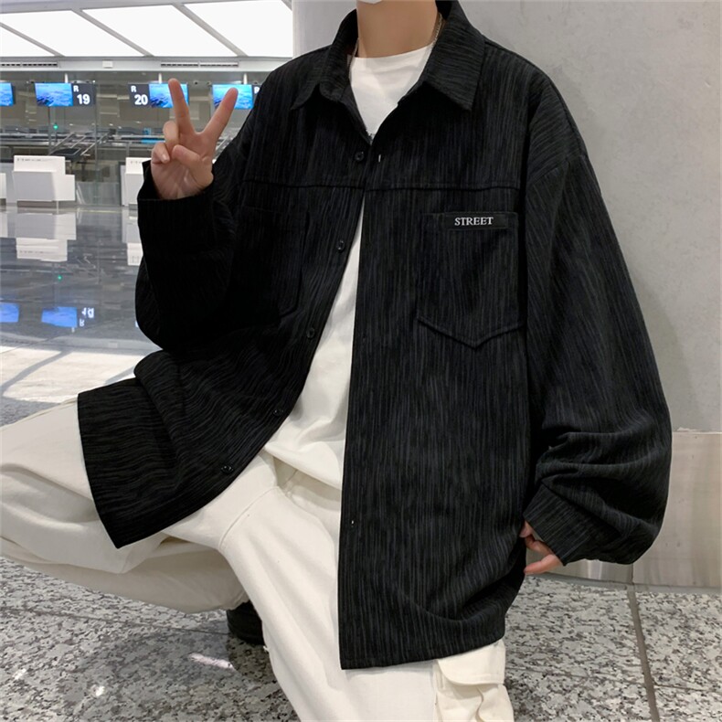 C9001/P50春装新款长袖衬衣男潮衬衫休闲上衣宽松大码外套男,男装衬衫,电商A141