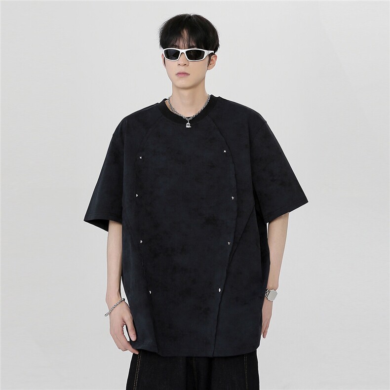 吊染个性潮牌时尚美式复古通勤宽松舒适少年感短袖T808-P38,男装T恤,电商C307