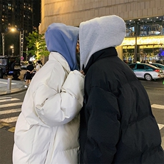 情侣装假两件加厚棉衣大码中性连帽棉服棉袄A071-Y00-P125，男装棉衣，电商A071