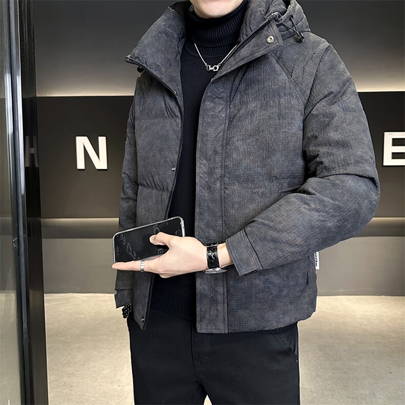 L-4XL 6628-P225 标50绒 扎染渐变连帽羽绒服男图片