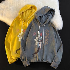 WY2161-P35加绒款-P40纯棉连帽卫衣男大码运动帽衫宽松薄外套，男装卫衣，电商A040