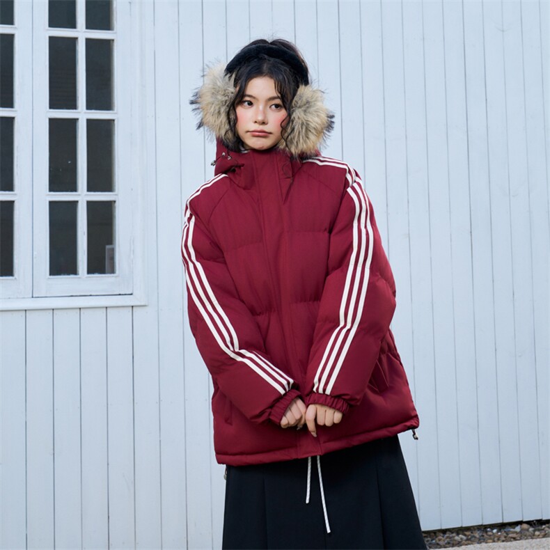 冬季潮流条纹五防立领加绒加厚棉衣情侣撞色棉服外套MY8899-p78图片