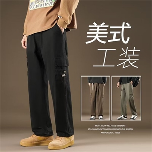 工装休闲裤男韩版潮流高街直筒裤子2024春季新款ins长裤K5023-P37图片