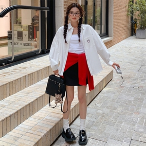 白色衬衣女秋季新款刺绣衬衫外套女百搭宽松休闲上衣图片