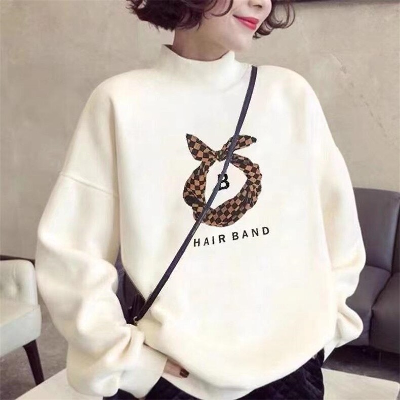 加绒加厚韩版宽松百搭显瘦时尚卫衣，女装卫衣/绒衫，依露奇