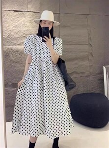 欧巴波点连衣裙图片