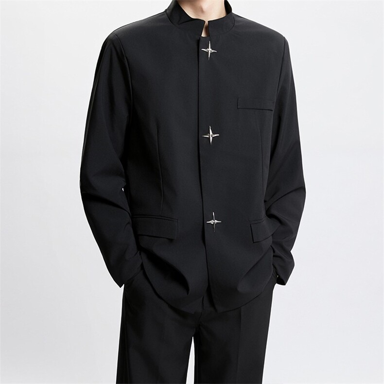 西装外套男设计感金属扣垫肩西服小众高级立领中山装6122P62,男装西服,星座410-2