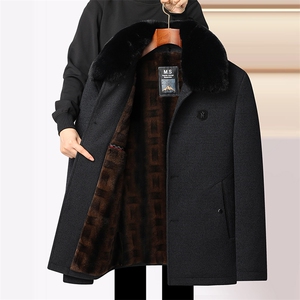 毛领拉链中老年加绒加厚雪尼尔毛呢外套秋冬中年茄克BD2309-130图片
