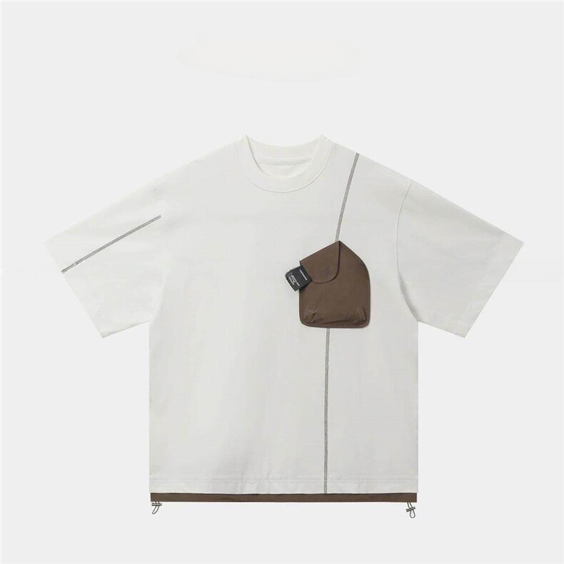 25夏季简约纯色线条设计时尚百搭男女同款宽松上衣T恤ZS00177P48,男装T恤,电商A089-1