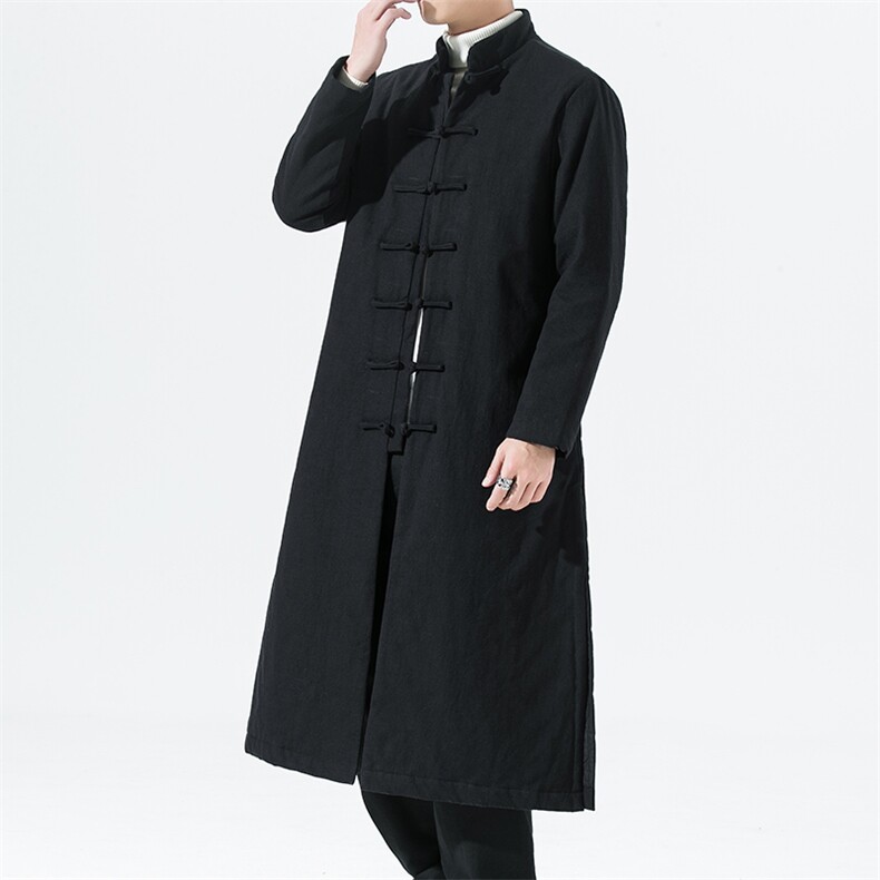 2157^长款过膝中式唐装改良汉服棉服外套居士古风茶禅服棉袄图片