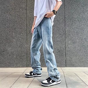 2023年新款男直筒休闲裤脚纽扣牛仔裤N140P50,男装牛仔裤,星座1116-2