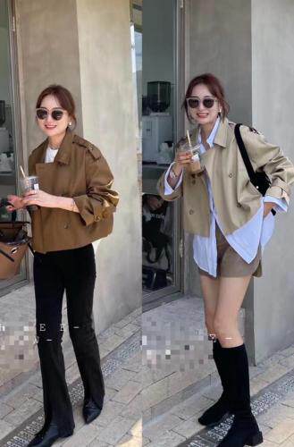 秋季洋气短款风衣，女装风衣，玩美