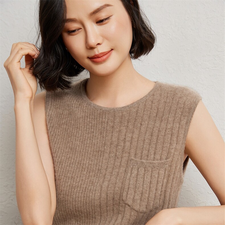 时尚不对称背心优雅显瘦秋冬必备打底衫,女装背心吊带,臻维羊绒