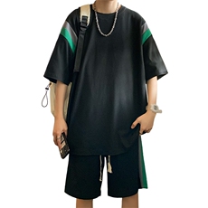夏季新款情侣大码港风休闲运动五分裤两件套套装男S16P50，男装牛仔裤，电商B226-2（原B217-2）