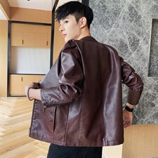 春秋韩版潮流帅气修身PU皮衣男短款青年皮夹克机车服外套813-P55，男装夹克，星座1403B