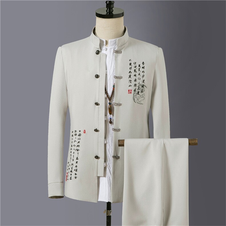 春秋季风中山装秋装套装男士唐装两件套A334-TZ307-P95，男装民族服装，电商B339(原A334）