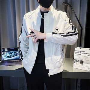 棒球领拼接夹克男秋季轻奢潮流时尚高级感痞帅飞行服上衣JK08-P98图片