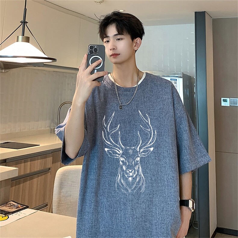 电商DSA028-MLP867P3095棉5氨纶夏季新款港风麻料短袖T恤男,男装T恤,电商A028