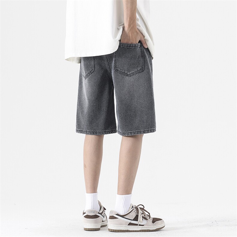 美式抽绳星空纹牛仔短裤男2024夏季宽松五分裤潮-5802-P45烟灰色，男装休闲裤，星座307-3(原516-1)