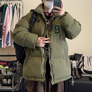 港风冬季新款潮流印花百搭保暖加厚棉服外套MY23412特批70控118图片