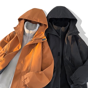 三合一冲锋衣男士加绒棉衣潮大码棉服外套两件套A266-SH80181-P75图片